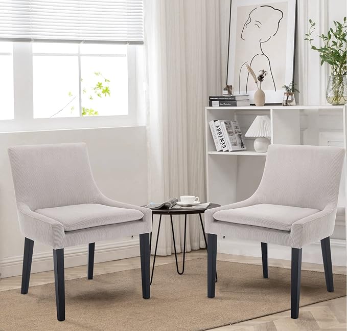 COLAMY Modern Dining Chairs Set of 2, Upholstered Corduroy Accent Side Leisure - Image 4