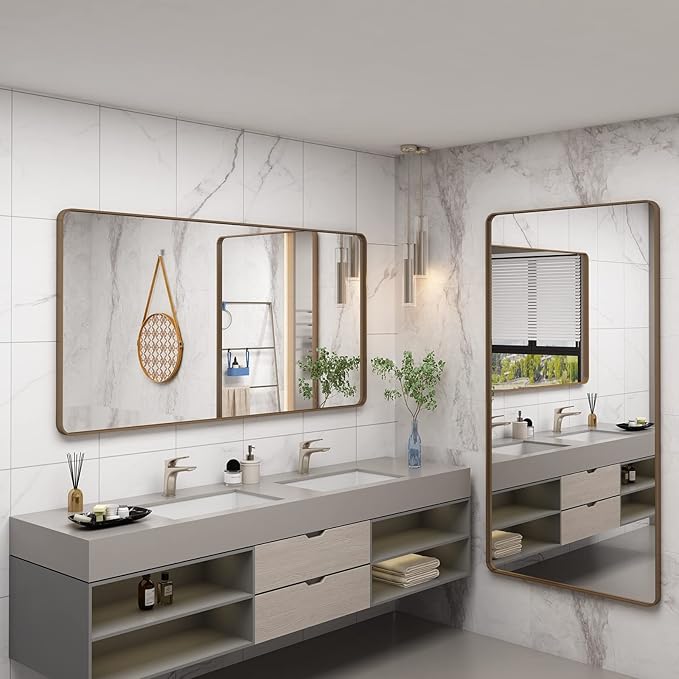 72x36 Inch Gold Bathroom Mirror - Image 5