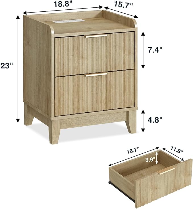 Wnutrees Fluted Nightstand - Image 2