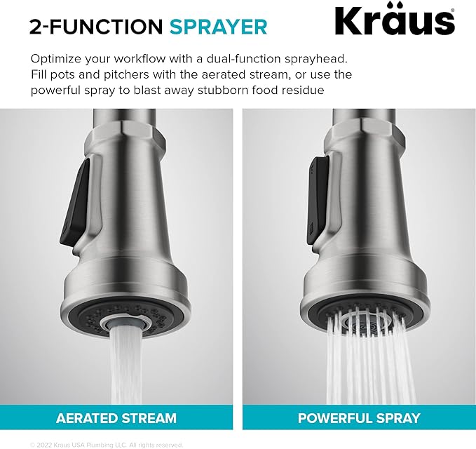 KRAUS Allyn Industrial Pull-Down Single Handle Kitchen Faucet in Matte Black - Image 9