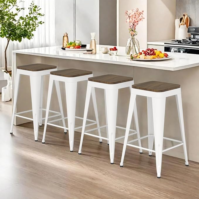30 inch Backless Bar Stools Set of 4, Indoor Metal Bar Stools - Image 9