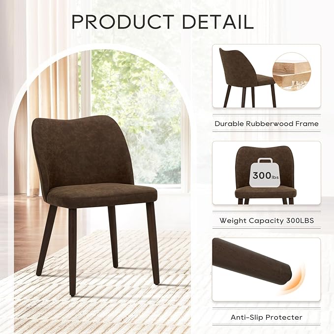 COLAMY Upholstered Dining Chairs Set of 2, Modern PU Leather Dining Room - Image 4