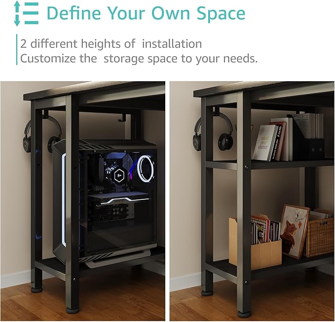 Lufeiya Gaming Desk with 4 Fabric Drawers & Storage Shelves, 47 inch Computer - Image 6