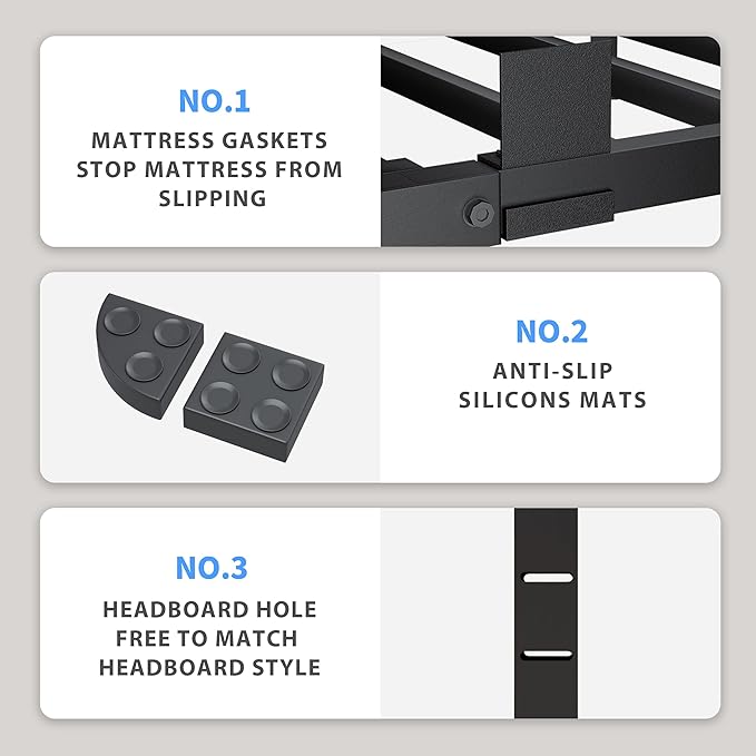 14 Inch Full Size Bed Frame, 3500Lbs Heavy Duty Metal Platform - Image 4