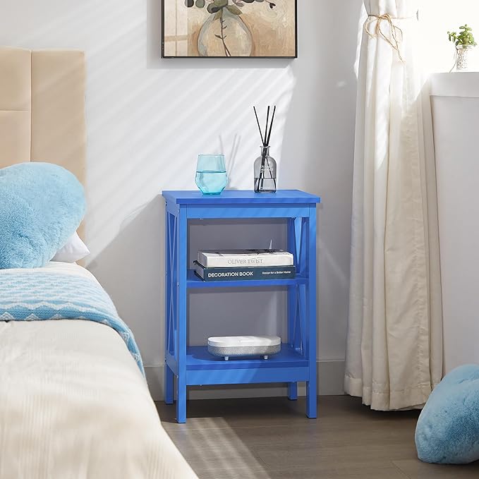 VECELO End Table Set of 2, Bedside Table, X-Design Reinforced Nightstands - Image 9