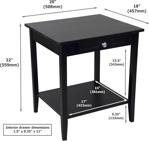 2-Tier Solid Acacia End Table w/Drawer - Image 2