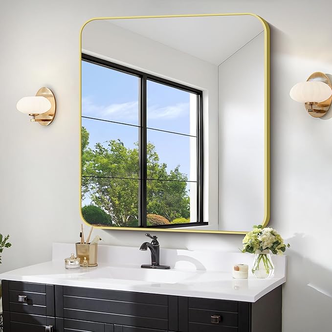 FORBATH 40x36 Inch Gold Bathroom Mirror by FORBATH