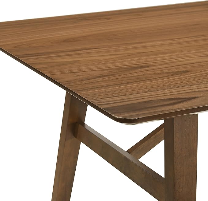Armen Living Channell Mid Century Modern 7 Piece Walnut Wood Dining Table Set - Image 10