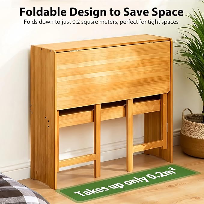 31.5" Bamboo Folding Desk, Space-Saving Computer Desk - Image 3