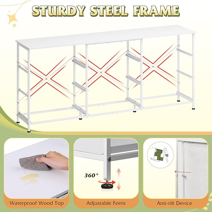 WLIVE 63''W Dresser for Bedroom, 75 inch TV, Wide Chest of Drawers - Image 7