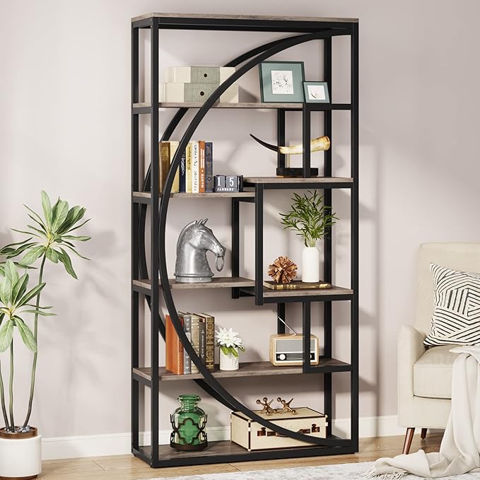 Tribesigns Bookshelf, Industrial 5-Tier Etagere Bookcase, 70.8 inch Tall - Image 4