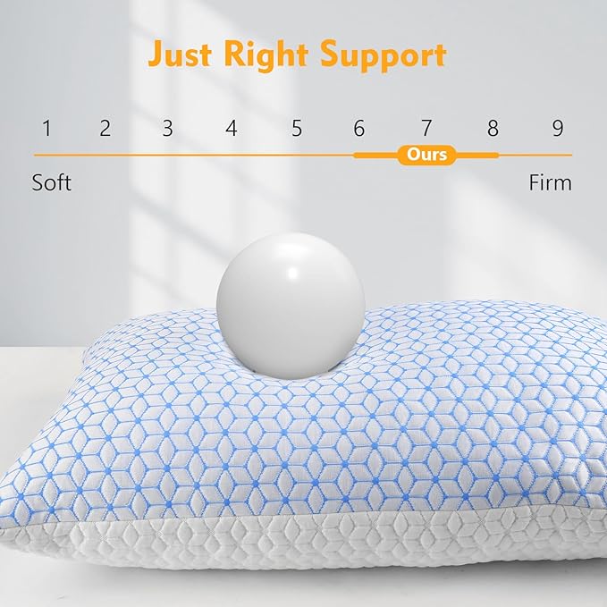 Firm Pillows Standard Size for Bed Shredded Memory Foam Pillows Adjustable - Image 5