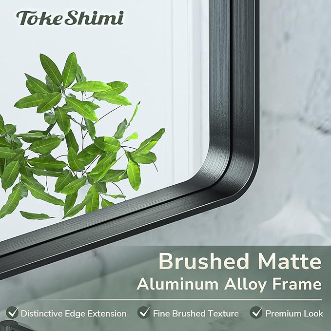 TokeShimi 48 x 30 Inch Wall Mirror Black Bathroom Vanity Mirror - Image 3