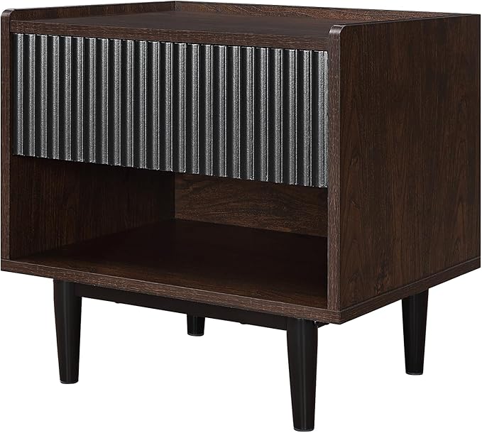 Manhattan Comfort Duane Modern Ribbed Nightstand Set of 2, Bedside Table - Image 8