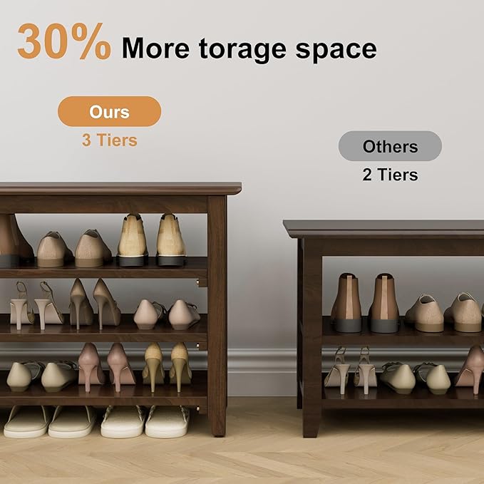 Wooden Storage Shoe Bench, Entryway Bench - Image 5