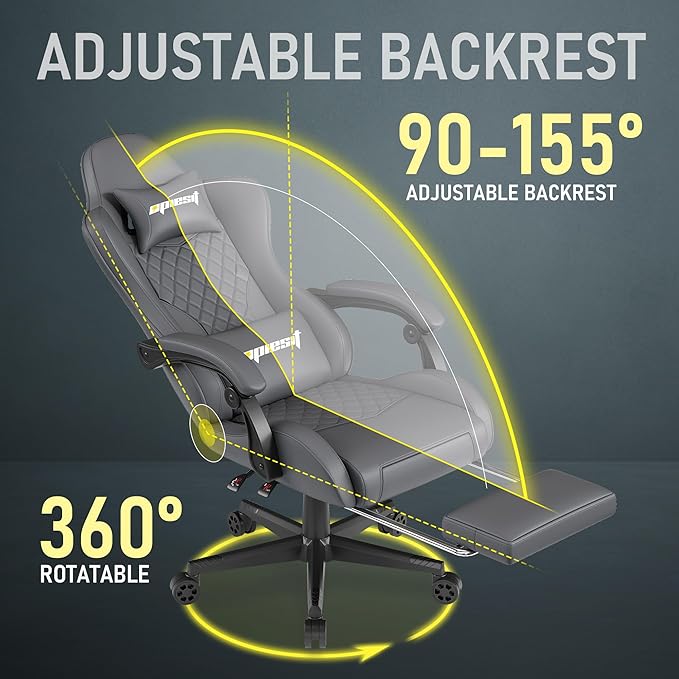 Gaming Chair Office Chair with Footrest, Height Adjustable, Ergonomic Computer - Image 4