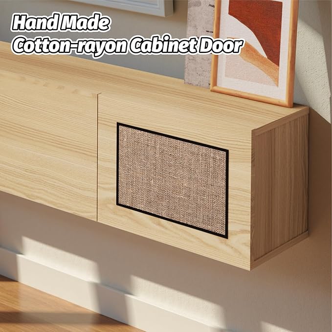 Pmnianhua Boho Floating TV Stand 70", Modern Wall Mounted Media Console - Image 7