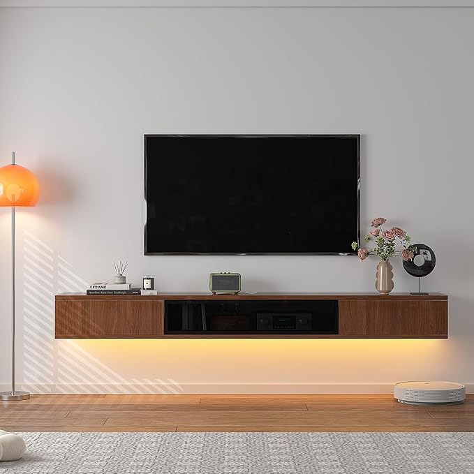High Gloss Floating TV Stand, Under TV Floating Shelf, Floating TV Cabinet by Furninova