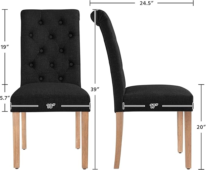 Yaheetech Dining Chairs Set of 6 Fabric Upholstered Dining Room Chairs - Image 3