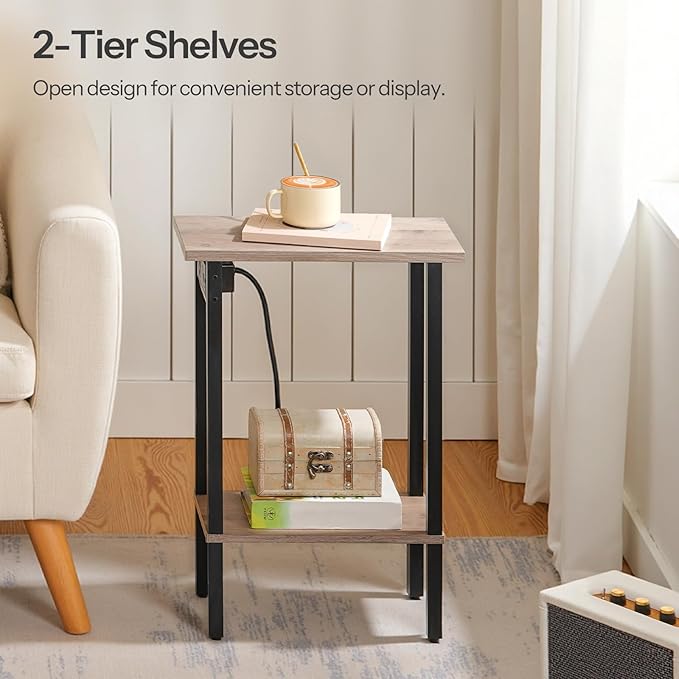 HOOBRO Small End Table with Charging Station, Narrow Side Table with USB Port - Image 7