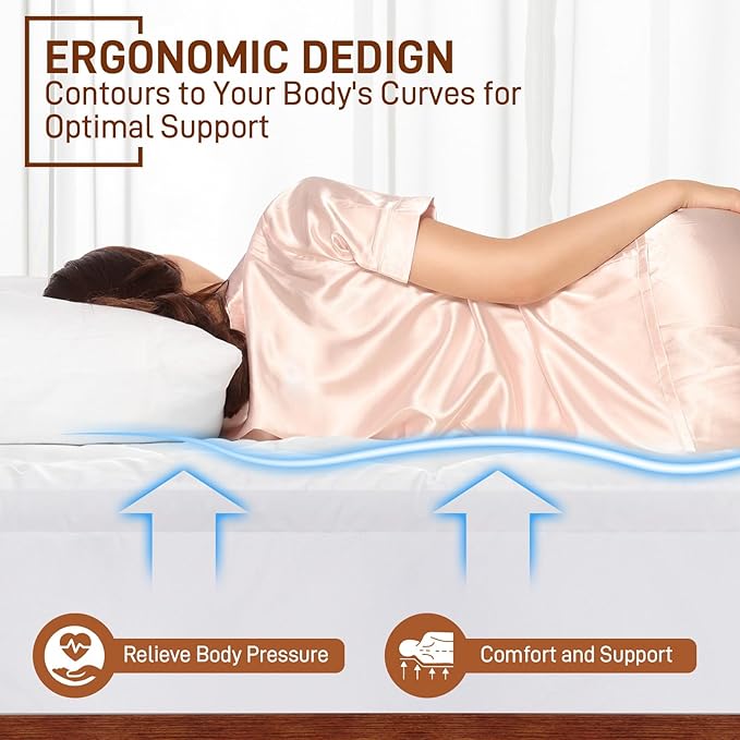 4 Inch Pillow Top Memory Foam Mattress Topper King, Dual Layer 2 Inch Gel - Image 4