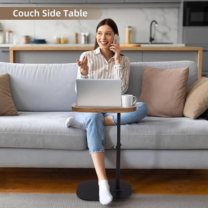 Aoligrace Side Table Adjustable Height, 360°Swivel C Shaped End Table - Image 2