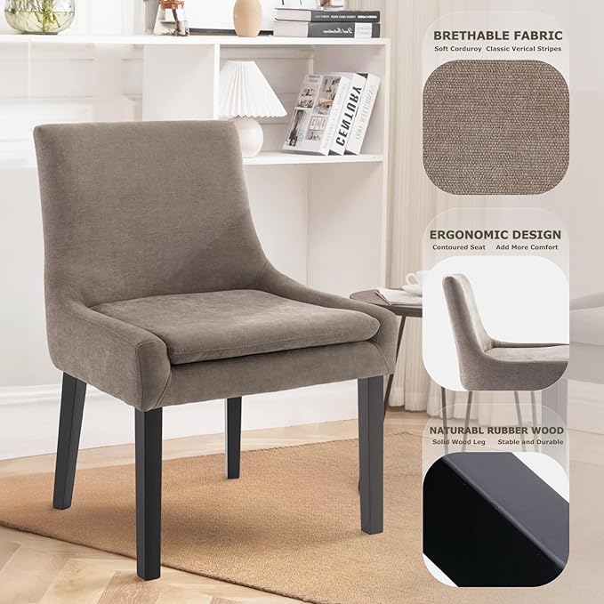 COLAMY Modern Dining Chairs Set of 4, Upholstered Corduroy Accent Side Leisure - Image 6
