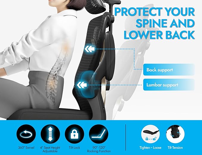 Ergonomic Office Chair-Mesh Computer Desk Chair Comfy, High-Back Gaming Chairs - Image 5