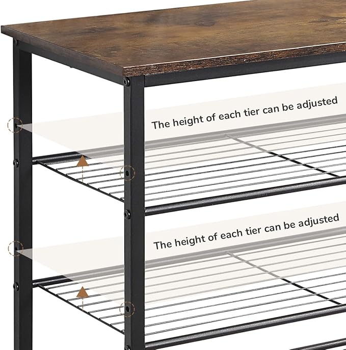 4-Tier Shoe Rack Organizer, Metal Mesh Shoe Storage Shelf, - Image 7
