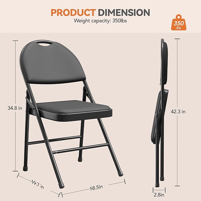 GarveeHome 2 Pack Folding Chairs - Image 2
