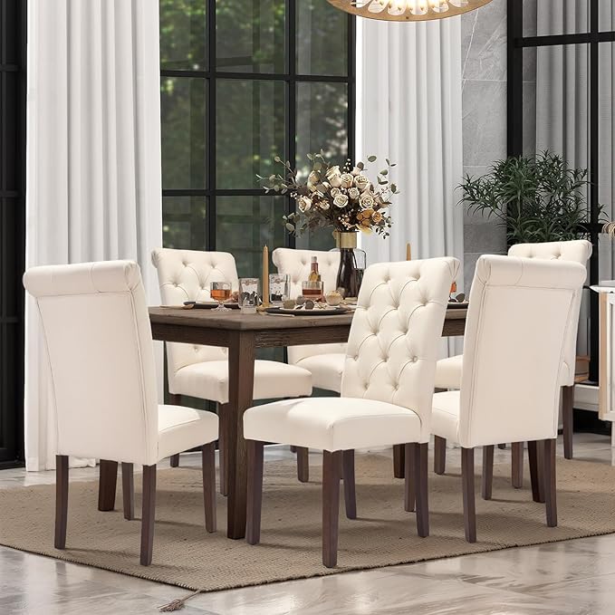COLAMY Tufted Dining Chairs Set of 2, Accent Parsons Diner Chair Upholstered - Image 7