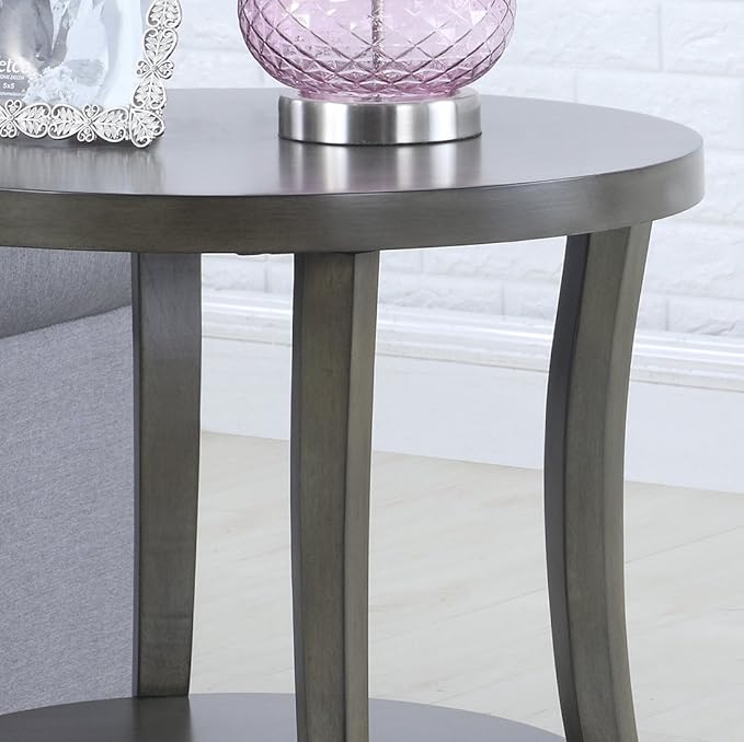 Roundhill Furniture Contemporary Perth Oval Shelf Coffee Table Set - Image 7