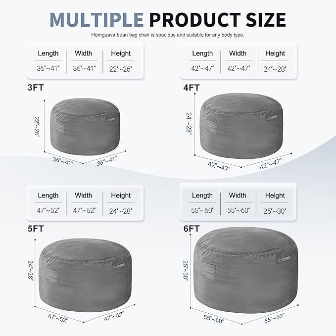 Homguava 3FT Bean Bag Chair: 3' Bean Bags - Image 2