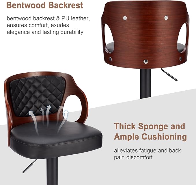 VECELO Bar Stools Set of 2, Adjustable Counter Height Stools - Image 5