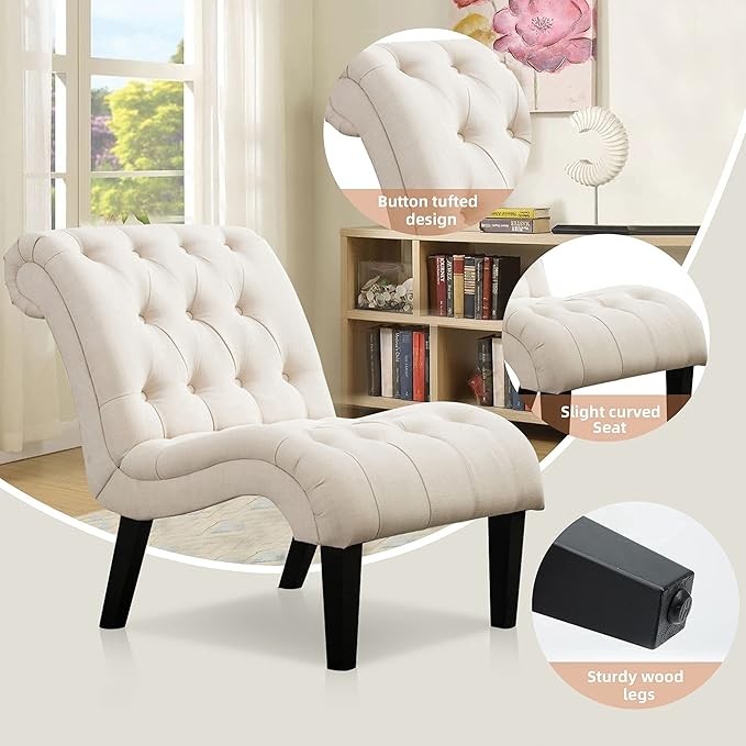 Yongqiang Accent Chair for Bedroom Living Room Chairs Tufted Upholstered Lounge - Image 4