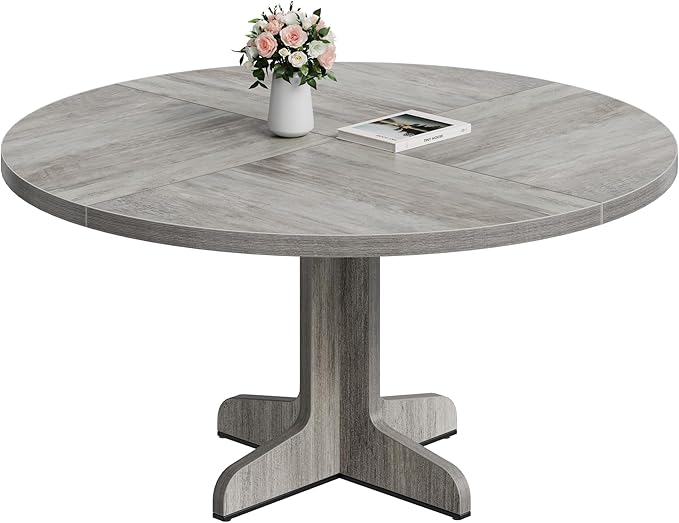 GarveeHome Round Dining Table for 4, 47 Inch Farmhouse Circle Kitchen Table by GarveeHome
