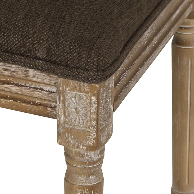 Merax Upholstered Solid Wood Dining Chairs Set of 2, French Country Style - Image 6