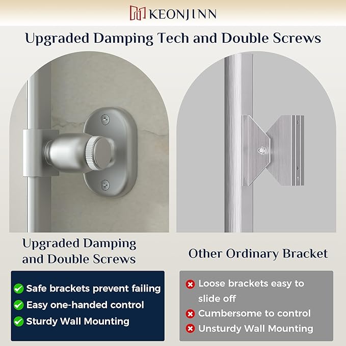 Keonjinn 24 x 36 in Silver Pivot Mirror, Satin Nickel Beveled Tilt Mirror - Image 4