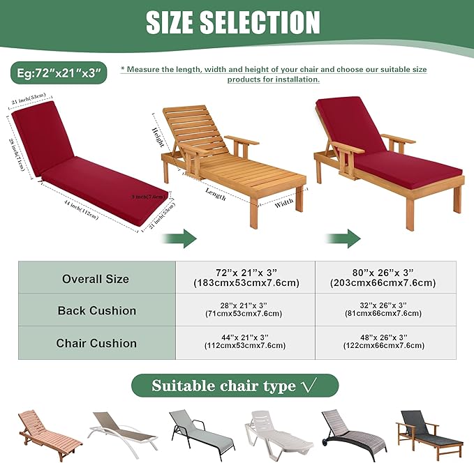 Chaise Lounge Cushions Outdoor Set of 4 - Image 8