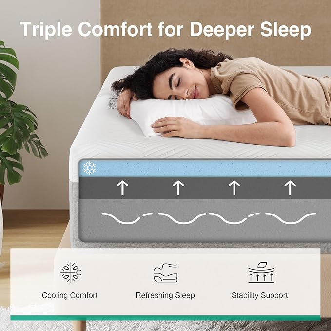 Novilla 10 Inch Gel Queen Memory Foam Mattress, Mattress Queen Size in a Box - Image 4