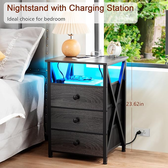 AMHANCIBLE Night Stand Set 2, LED Nightstand - Image 4