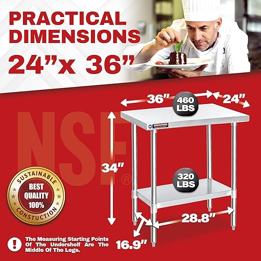 DuraSteel 24x36 Stainless Steel Work Table - Image 3