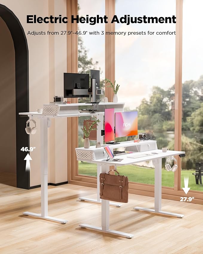 48x24 Inch Standing Desk with Double Drawers, C-Clamp Mount Compatible - Image 5