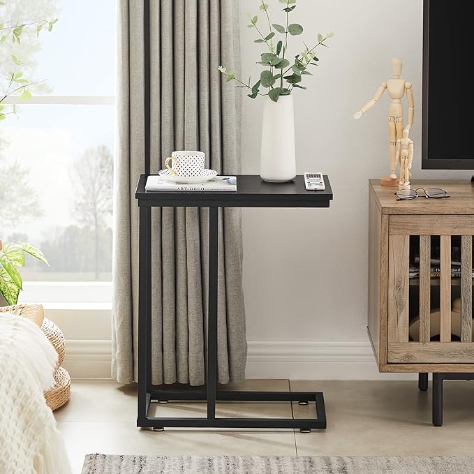 VECELO C Shaped End Side Table for Sofa Couch and Bed Snack TV Tray for Living - Image 4