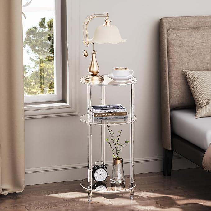 Clear Round Acrylic Side Table Set of 2 - Image 6