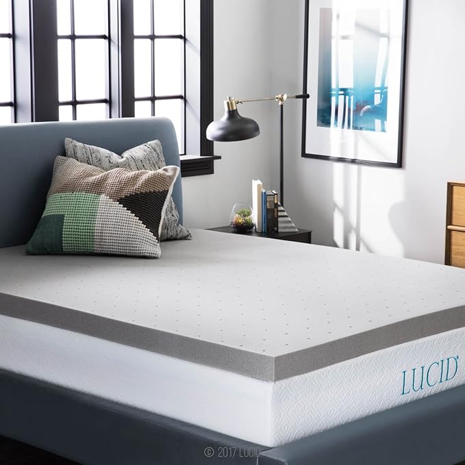 Lucid 3 Inch Ventilated Bamboo Charcoal Memory Foam Mattress Topper - Image 4