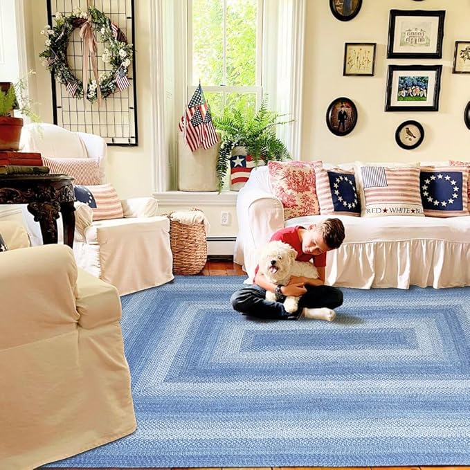 Homespice Denim Jute Blue 6x9' Braided Rug by Homespice