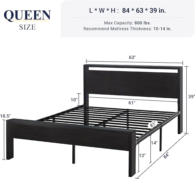 Allewie Queen Size Platform Bed Frame - Image 2