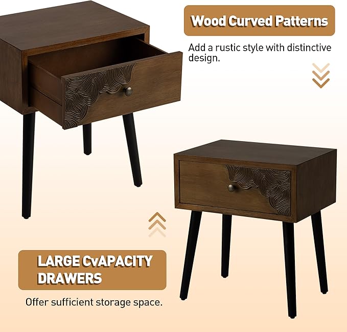 COSIEST Nightstand with Storage Drawer, Mid Century Modern Nightstand, Accent - Image 6