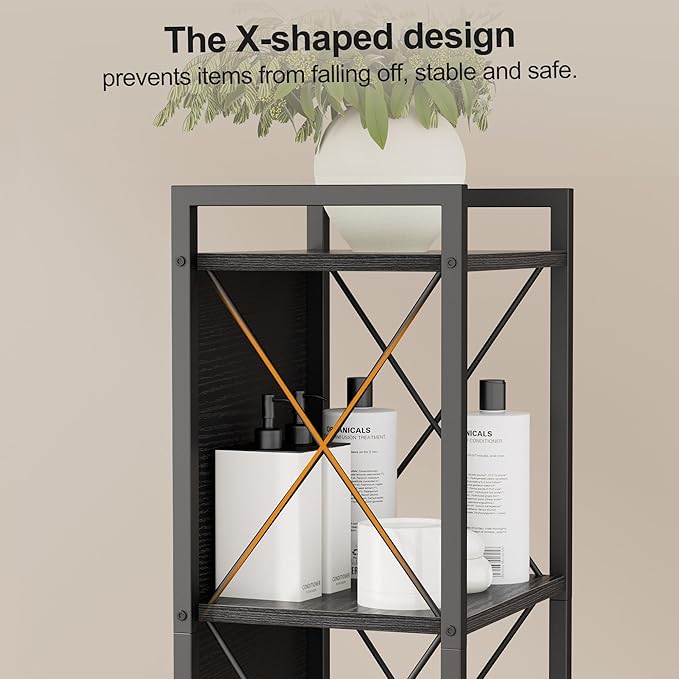 Homhedy 5 Tier Bookshelf Bookcase, Tall Narrow Bookshelf - Image 4